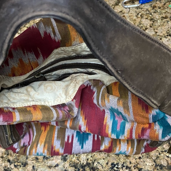 BRYNA Nicole High End AZTEC Blanket Pattern & Leather Hobo MINTY Shoulder Bag - Picture 8 of 13